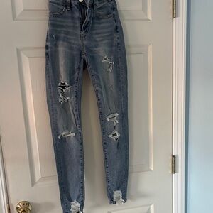 American Eagle Outfitters Ripped Light Blue Jeggings
